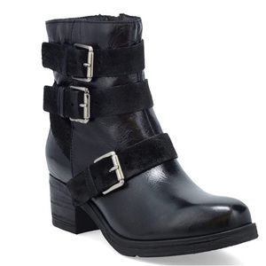 Miz Mooz NYC Women Skye Ankle Leather Boots Black Buckle Size EU 36 US 5.5 -US 6